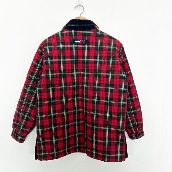 Tommy Hilfiger 1990’s Quilted Heritage Plaid Snap Button Down Corduroy Collar Ny - Picture 5 of 15